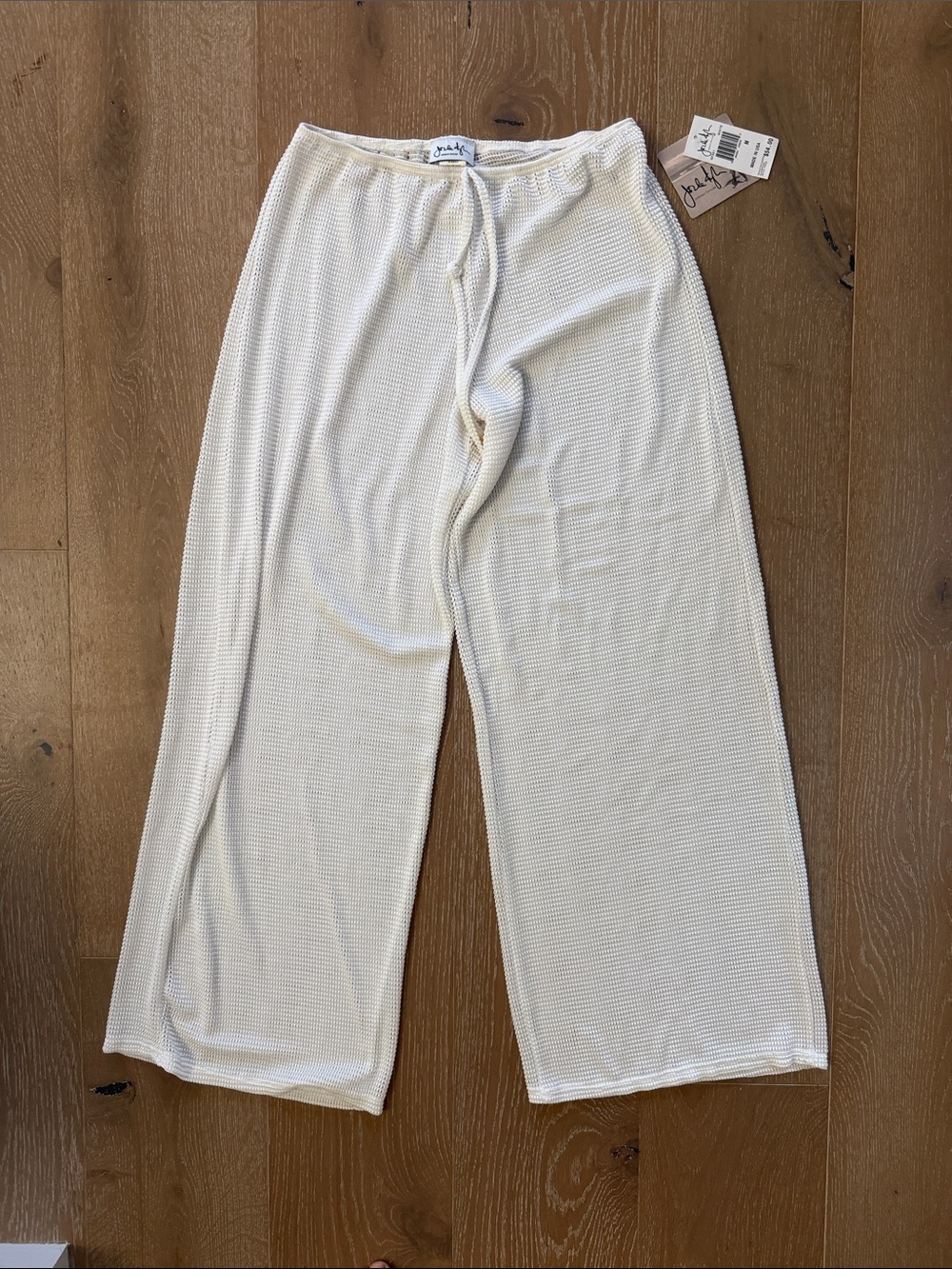 Jordan Cream Wide-Leg Mesh Pants